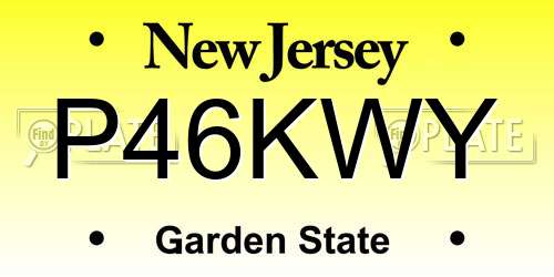 P46KWY New Jersey License Plate