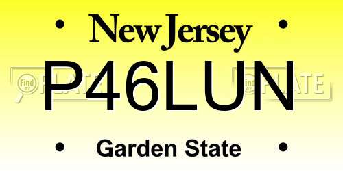 P46LUN New Jersey License Plate
