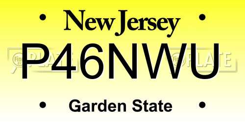 P46NWU New Jersey License Plate