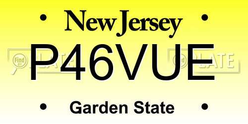 P46VUE New Jersey License Plate