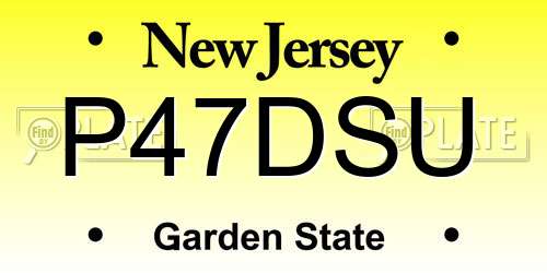 P47DSU New Jersey License Plate