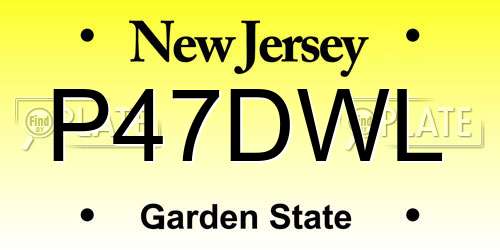 P47DWL New Jersey License Plate