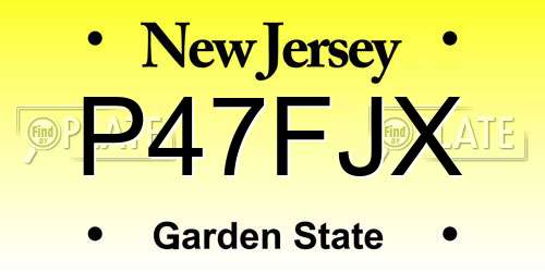 P47FJX New Jersey License Plate