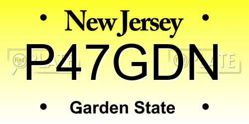P47GDN New Jersey License Plate