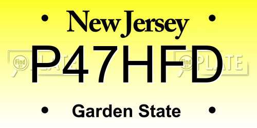 P47HFD New Jersey License Plate