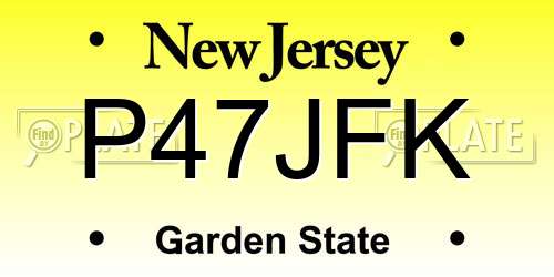 P47JFK New Jersey License Plate