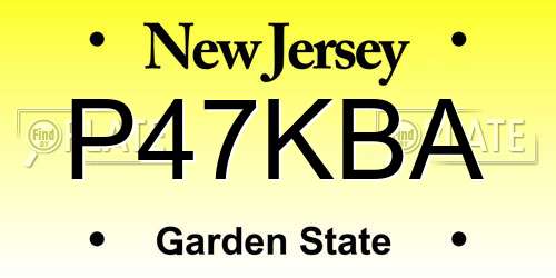 P47KBA New Jersey License Plate