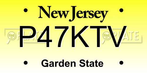 P47KTV New Jersey License Plate