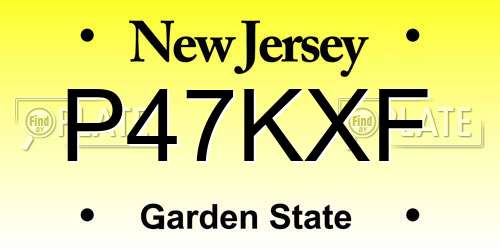 P47KXF New Jersey License Plate