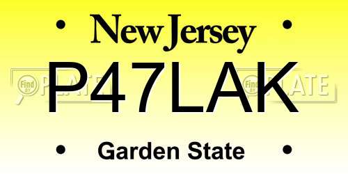 P47LAK New Jersey License Plate