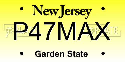 P47MAX New Jersey License Plate