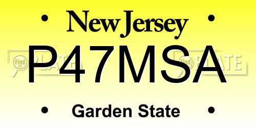 P47MSA New Jersey License Plate
