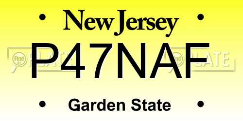 P47NAF New Jersey License Plate