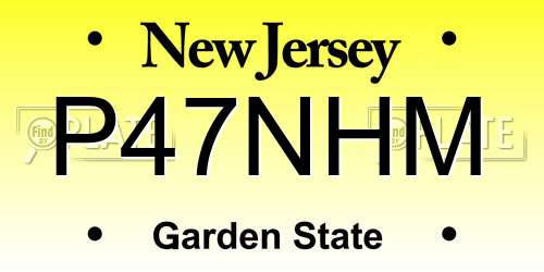 P47NHM New Jersey License Plate