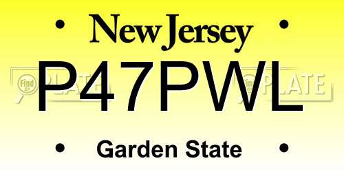 P47PWL New Jersey License Plate