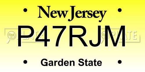 P47RJM New Jersey License Plate