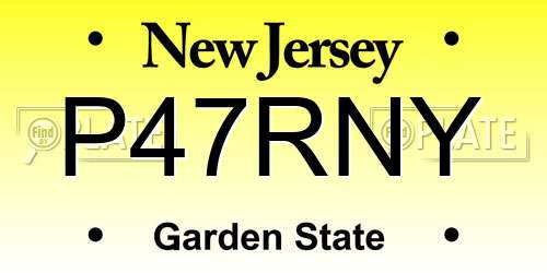 P47RNY New Jersey License Plate