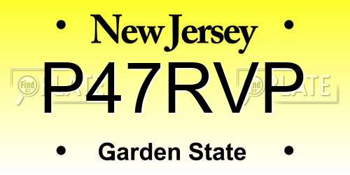 P47RVP New Jersey License Plate