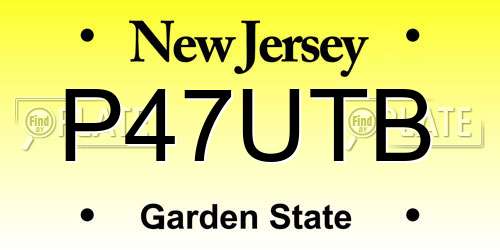 P47UTB New Jersey License Plate