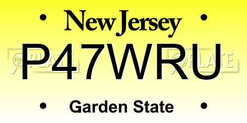P47WRU New Jersey License Plate