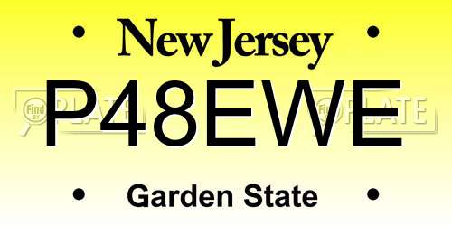 P48EWE New Jersey License Plate