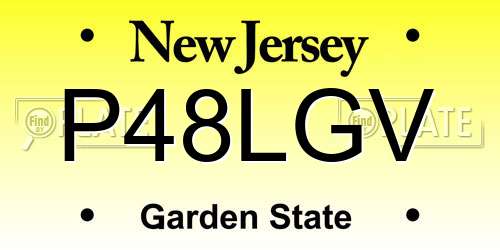 P48LGV New Jersey License Plate