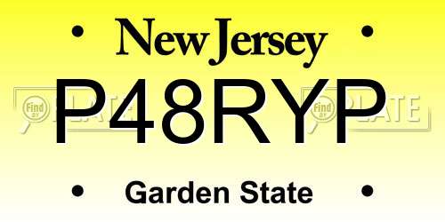 P48RYP New Jersey License Plate