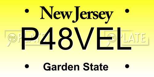 P48VEL New Jersey License Plate