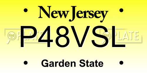 P48VSL New Jersey License Plate