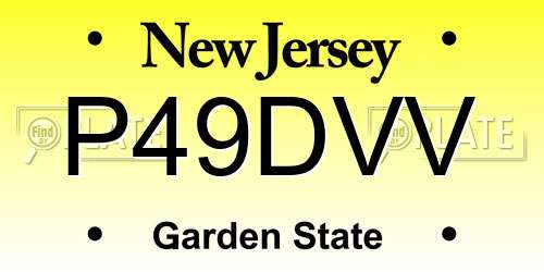 P49DVV New Jersey License Plate