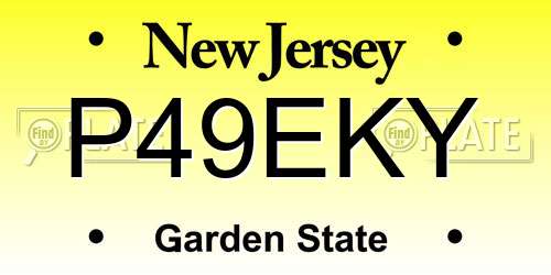 P49EKY New Jersey License Plate