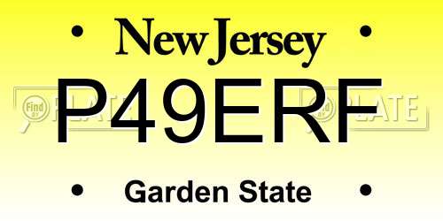 P49ERF New Jersey License Plate