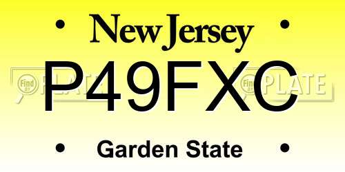 P49FXC New Jersey License Plate
