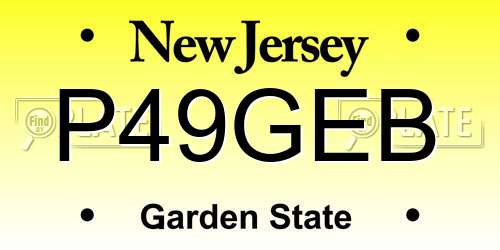 P49GEB New Jersey License Plate