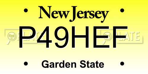 P49HEF New Jersey License Plate