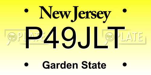 P49JLT New Jersey License Plate