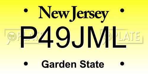 P49JML New Jersey License Plate