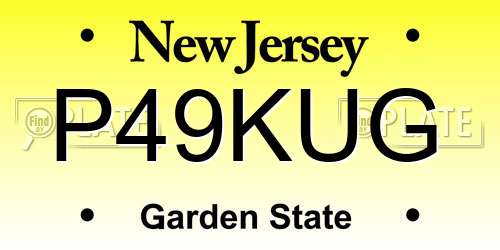 P49KUG New Jersey License Plate