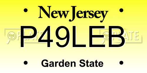 P49LEB New Jersey License Plate