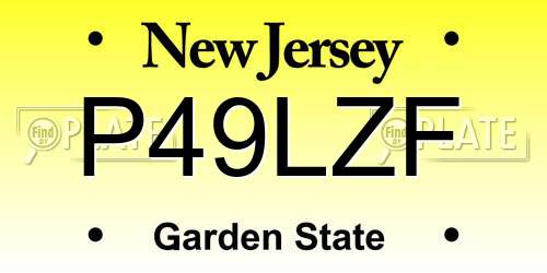 P49LZF New Jersey License Plate