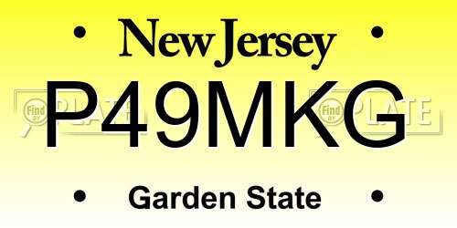 P49MKG New Jersey License Plate
