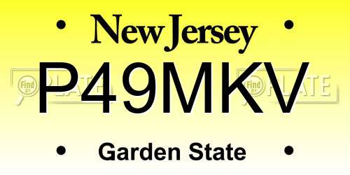 P49MKV New Jersey License Plate