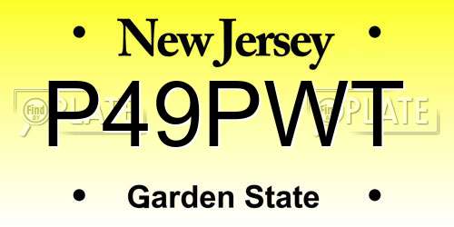 P49PWT New Jersey License Plate