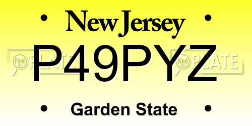 P49PYZ New Jersey License Plate