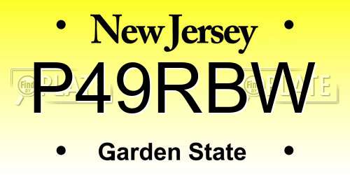 P49RBW New Jersey License Plate