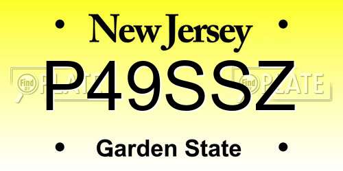 P49SSZ New Jersey License Plate