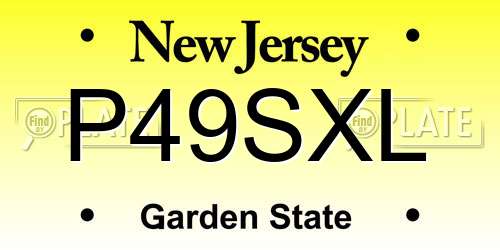 P49SXL New Jersey License Plate