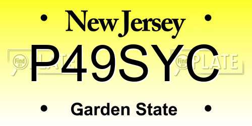 P49SYC New Jersey License Plate