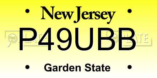 P49UBB New Jersey License Plate