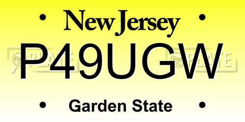 P49UGW New Jersey License Plate